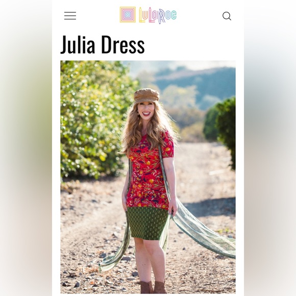 LuLaRoe Women’s Julia Dress/Size: Small/Color: Dark Green w/Arrows Design (NWT) - Picture 7 of 10